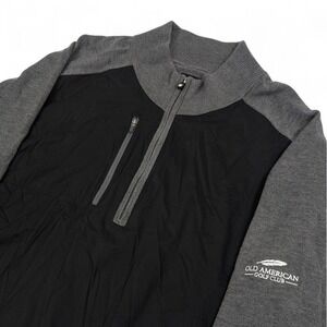 FootJoy Tech Sweater Men XL Black Gray 1/4 Zip Wool Blend Old American Golf Club
